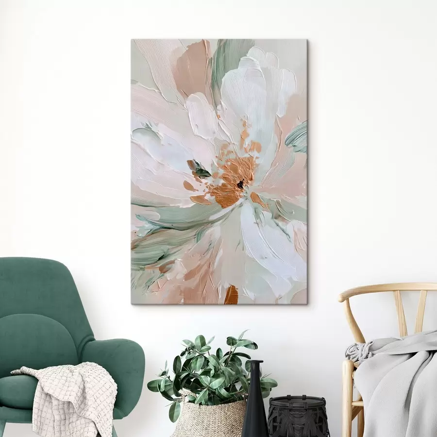 Tablouri Floare pastelată impasto cu accente galbene s45900