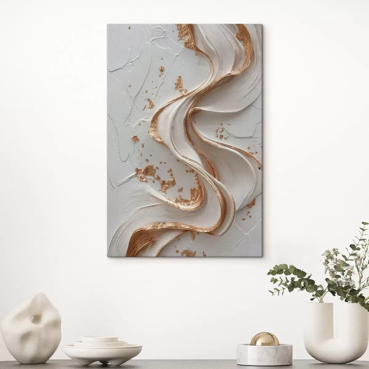 Tablouri Linii texturate alb-galbene cu accente metalice s45906