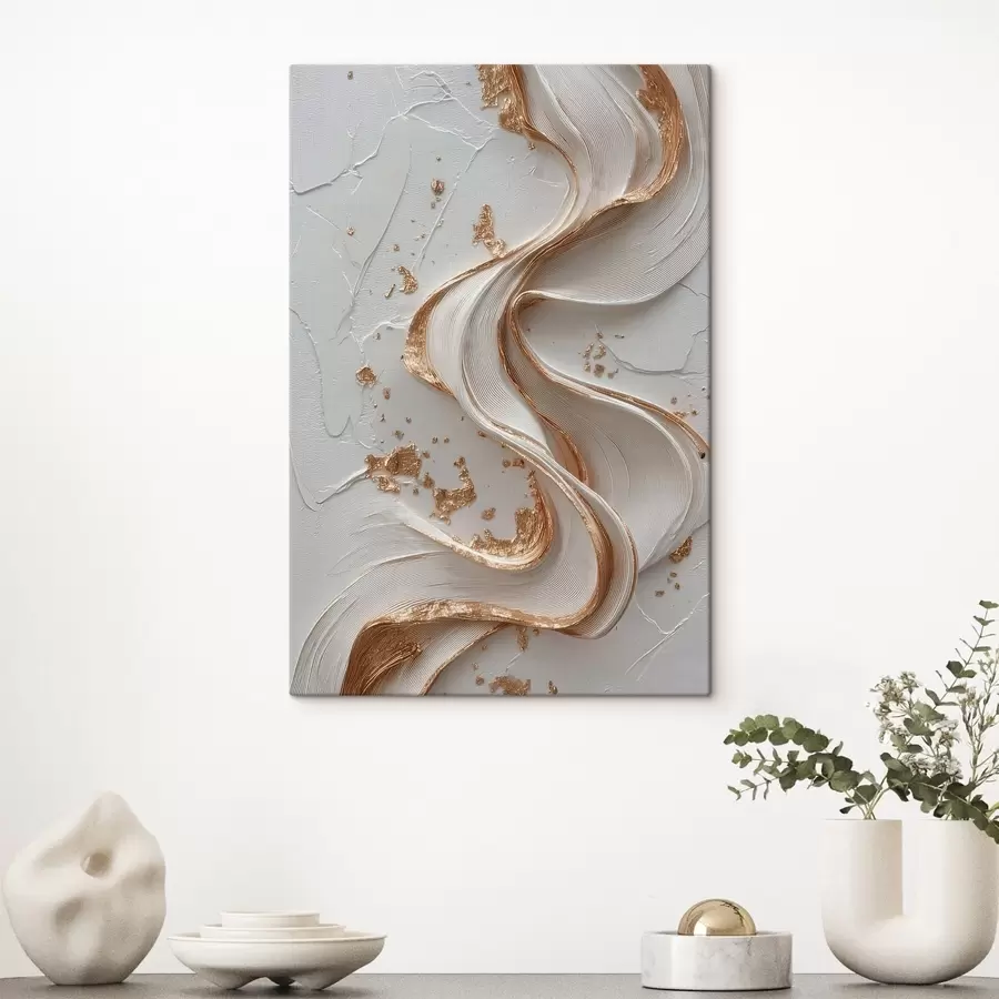 Tablouri Linii texturate alb-galbene cu accente metalice s45906