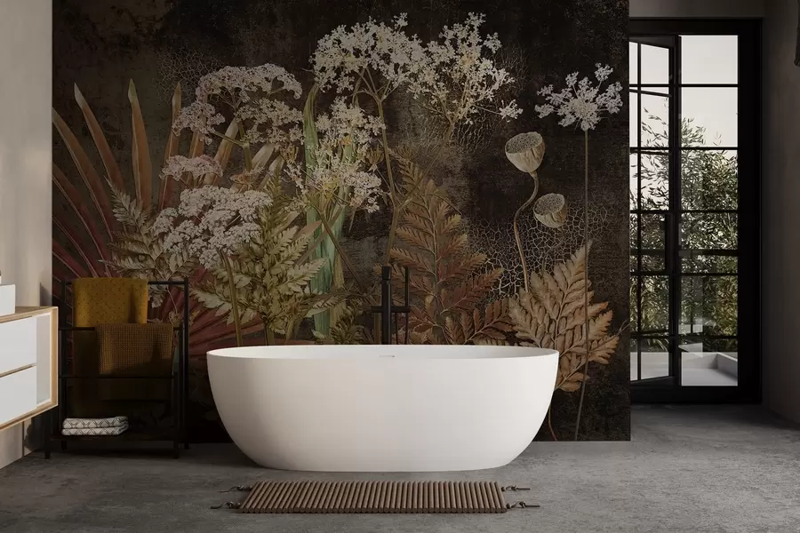 fototapet Herbarium pe fundal întunecat w09323