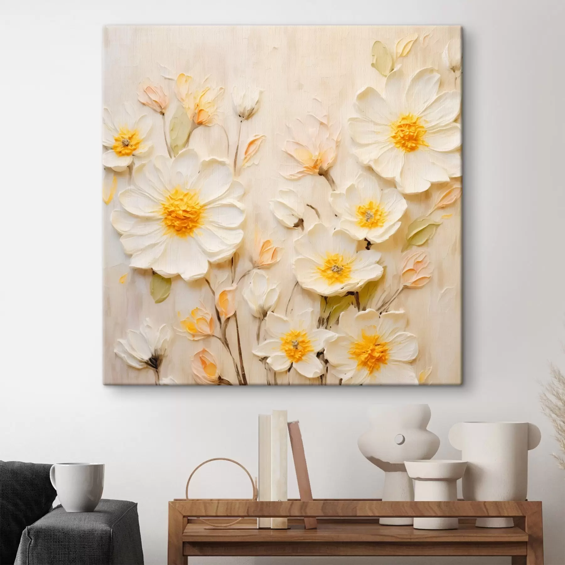 Tablouri Flori în tonuri pastelate în stilul picturii în ulei s45742