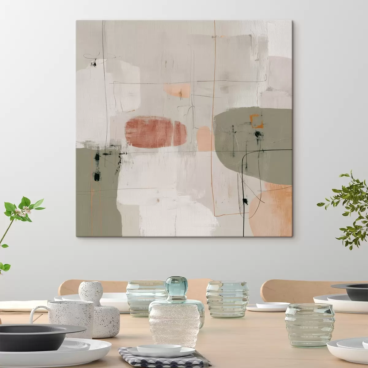 Tablouri Compoziție abstractă în tonuri pastelate s45859