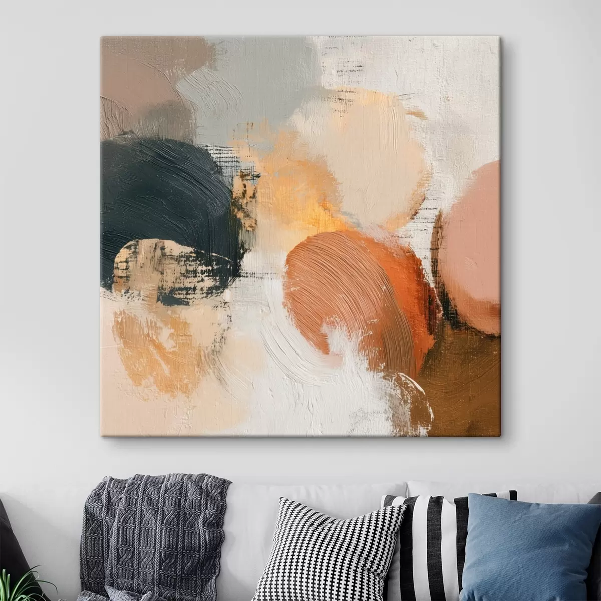 Tablouri Abstracție texturată în tonuri de bej și gri s45863