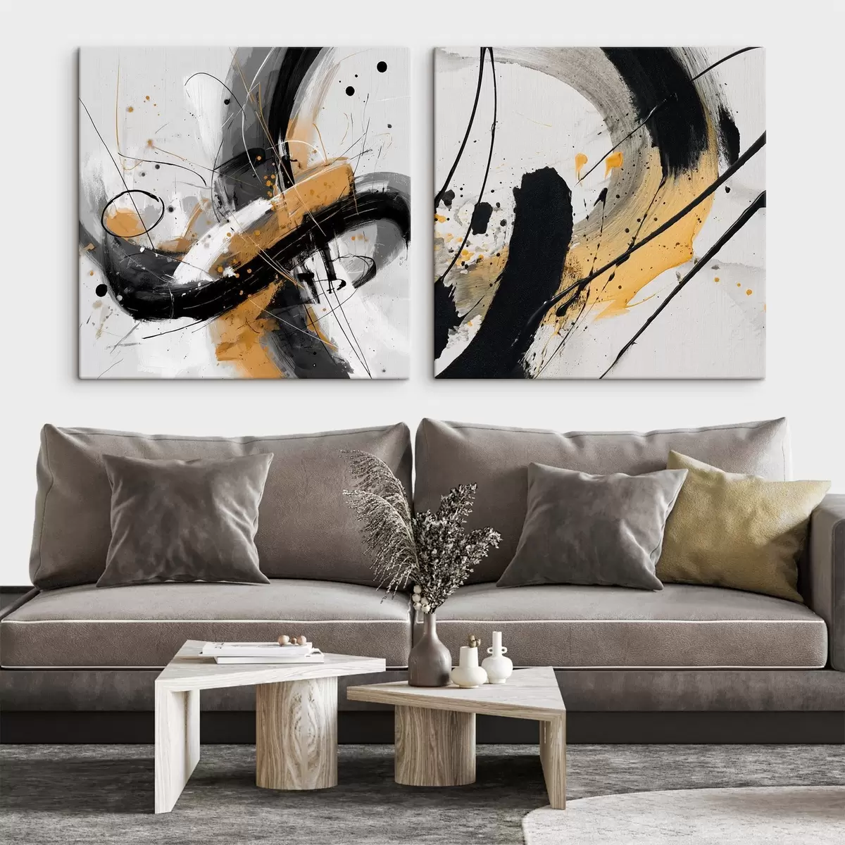 Tablouri Expresie în tonuri de galben și negru m00739