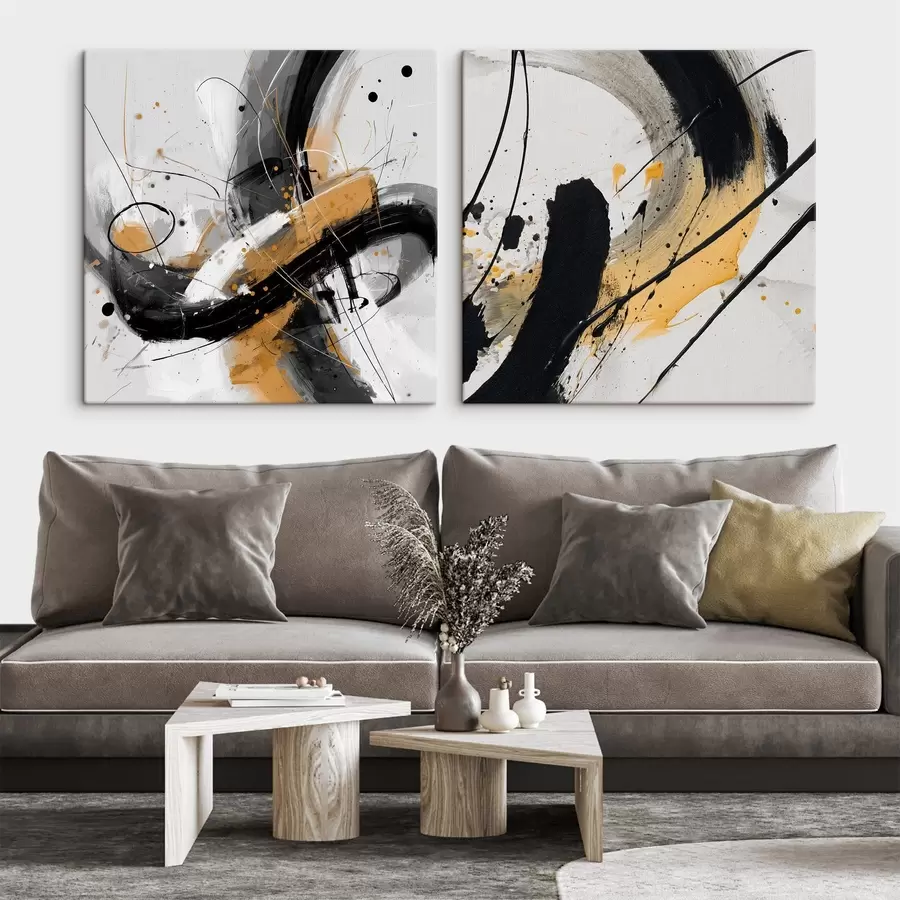 Tablouri Expresie în tonuri de galben și negru m00739