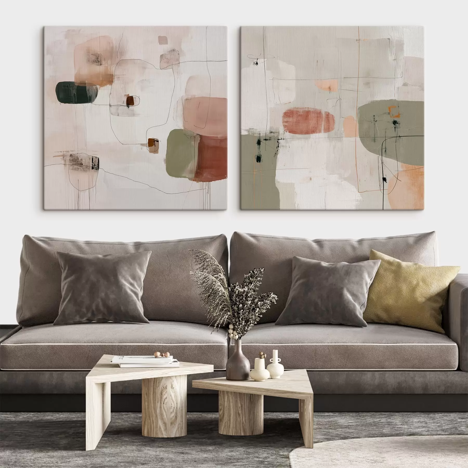 Tablouri Compoziție pastelată în tonuri neutre m00745