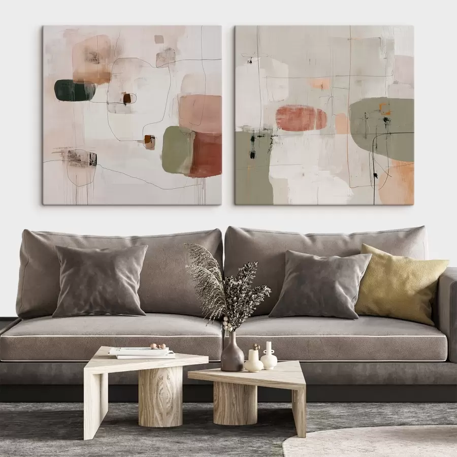 Tablouri Compoziție pastelată în tonuri neutre m00745