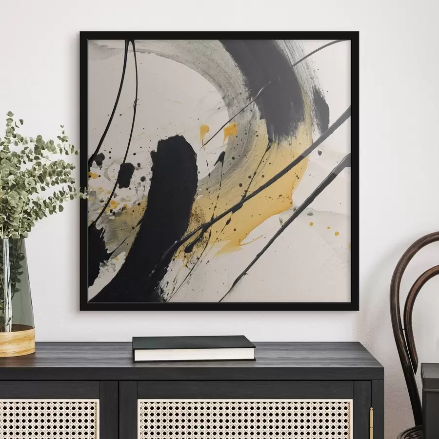 fototapet Expresie în stilul pictural negru și galben f45847