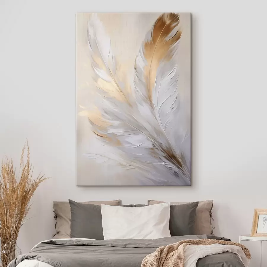 Tablouri Pene cu accente portocalii, iluminare difuză, compoziție minimalistă texturată, artă modernă s45944