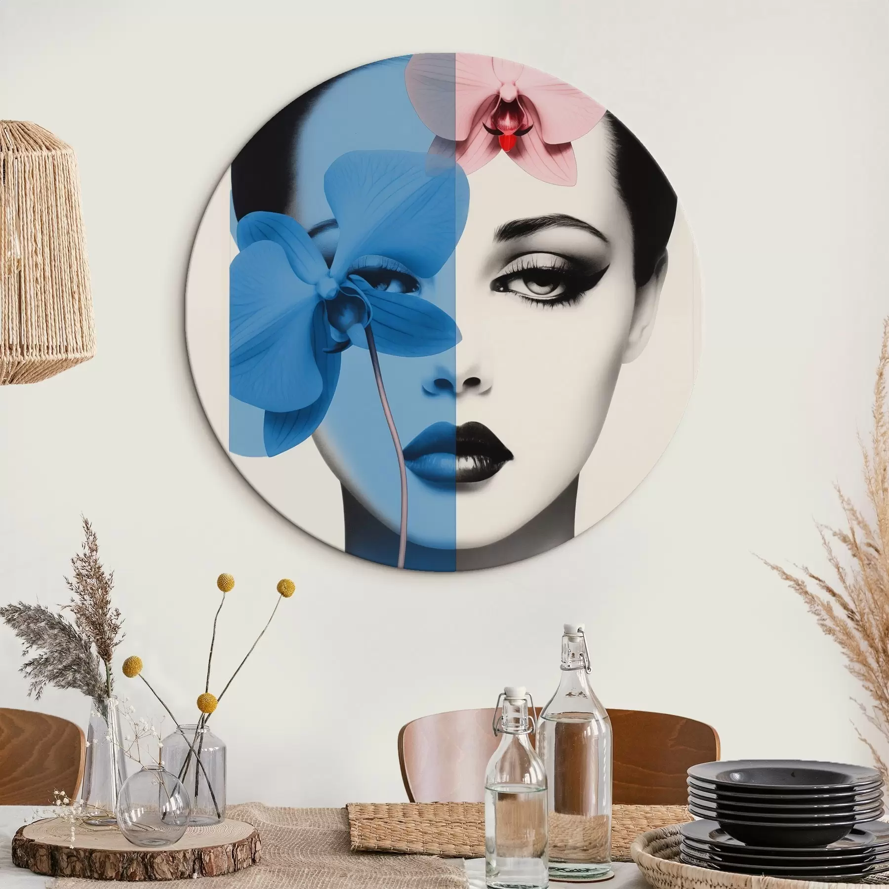 Tablouri Portret abstract al unei femei cu orhidee r45924