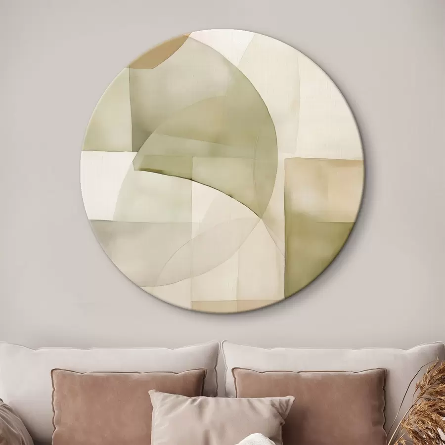 Tablouri Forme geometrice abstracte texturate în acuarelă, în nuanțe de verde, maro și bej r45929