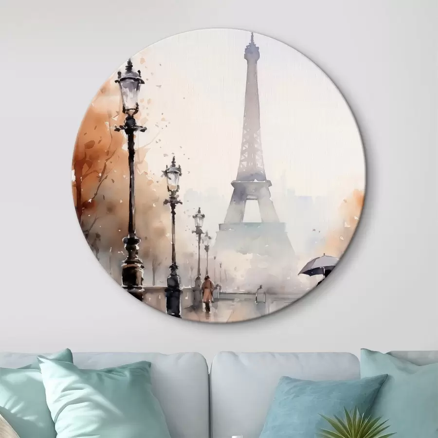 Tablouri O zi ploioasă în Paris, cu Turnul Eiffel în fundal și felinare vintage r45930