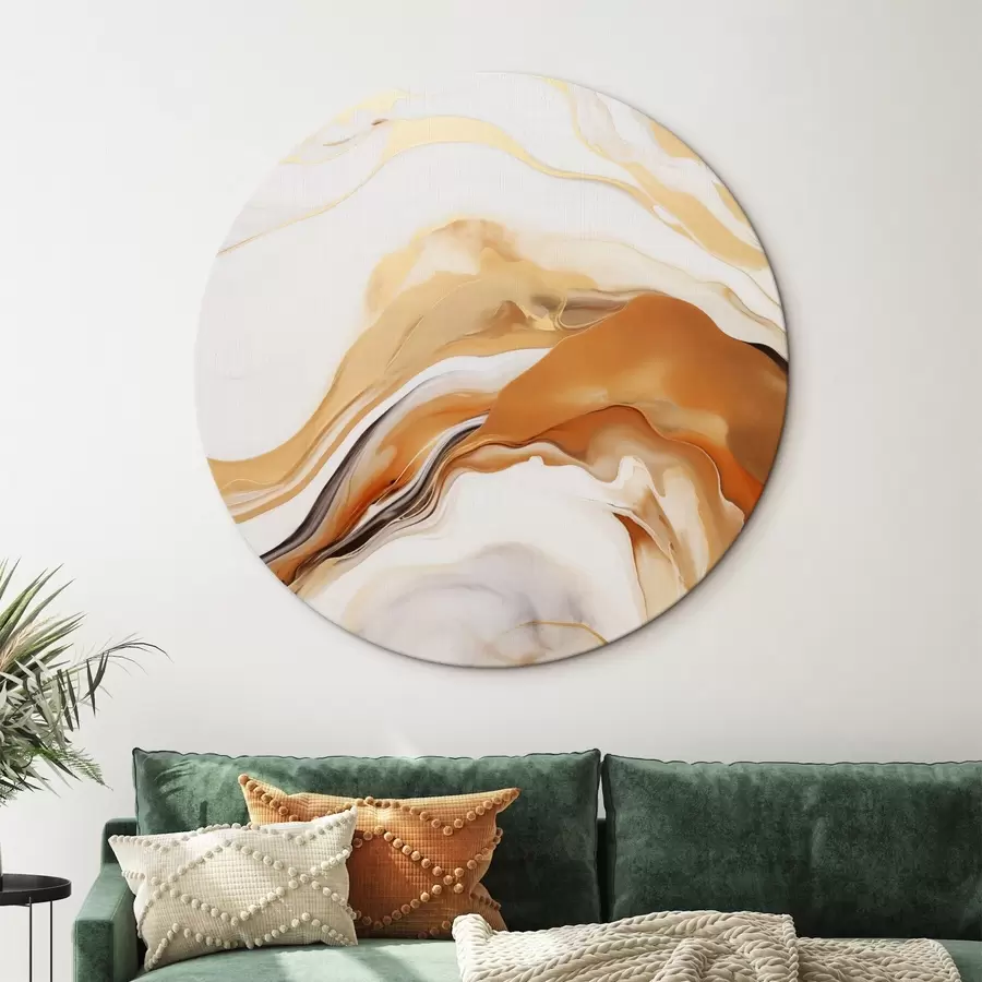 Tablouri Imitare de pictură abstractă cu forme fluide în nuanțe de alb, portocaliu și maro, minimalistă r45938