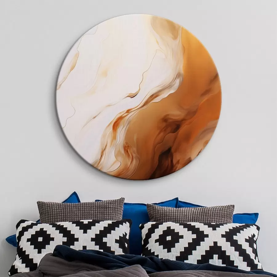 Tablouri Imitare de pictură abstractă cu culori albe și portocalii, artă fluidă cu linii ondulate, artă modernă r45939