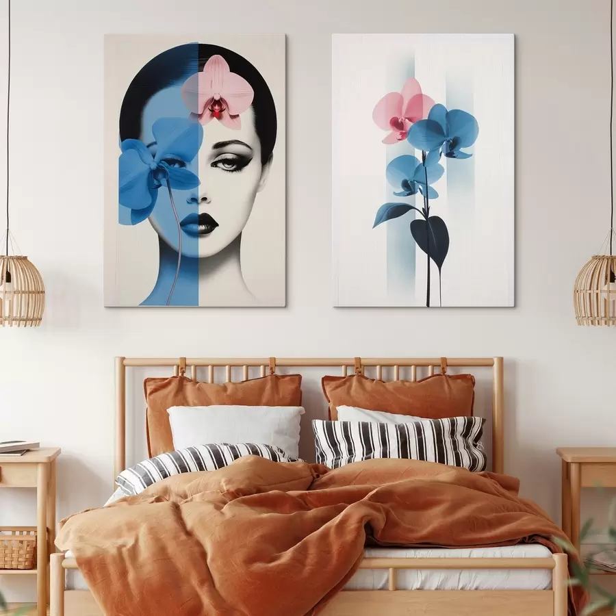 Tablouri Portret abstract al unei femei cu orhidee m00818