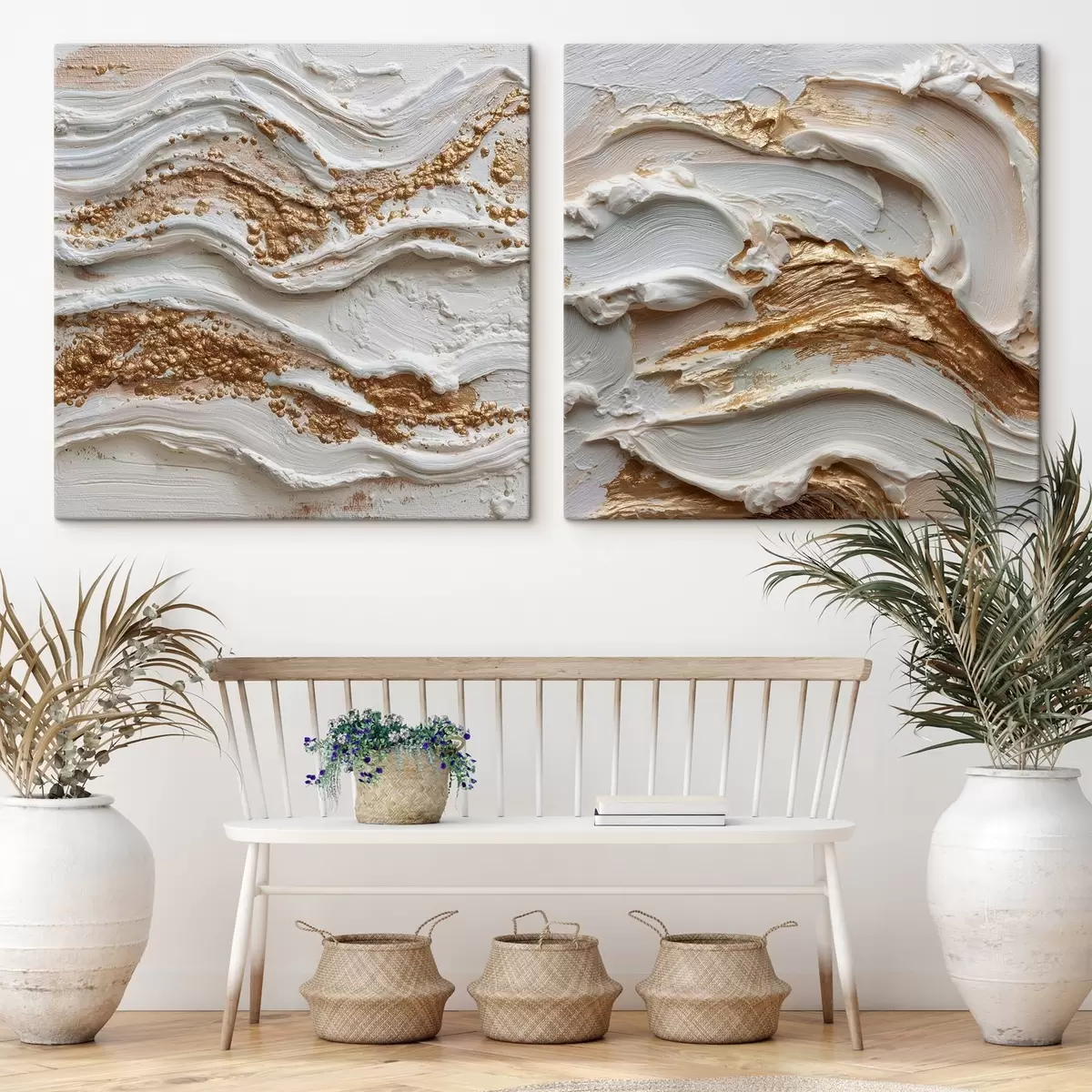 Tablouri Abstracție volumetrică cu linii albe și galbene m00742