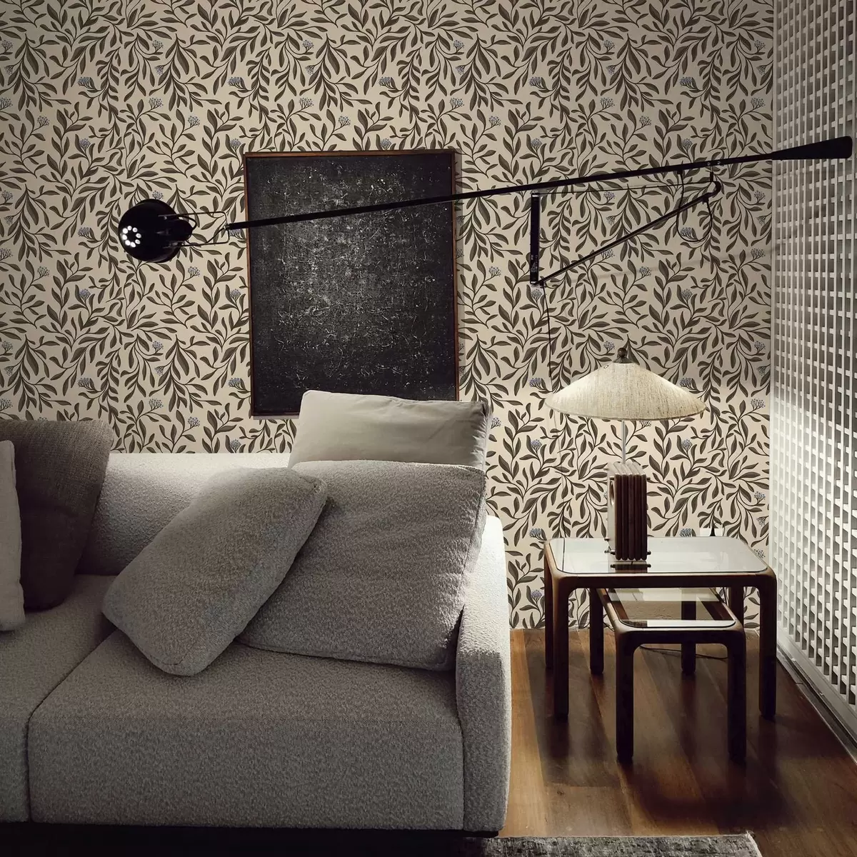 Wallpaper Ramuri de ciocolată cu fructe de pădure albastre pe un fundal cald a00615