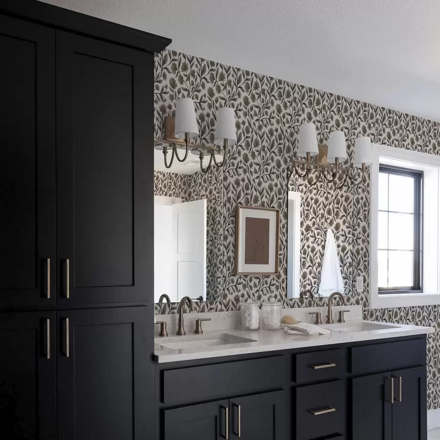 fototapet Flori sălbatice în nuanțe de gri-măsliniu pe fond crem a00623v1