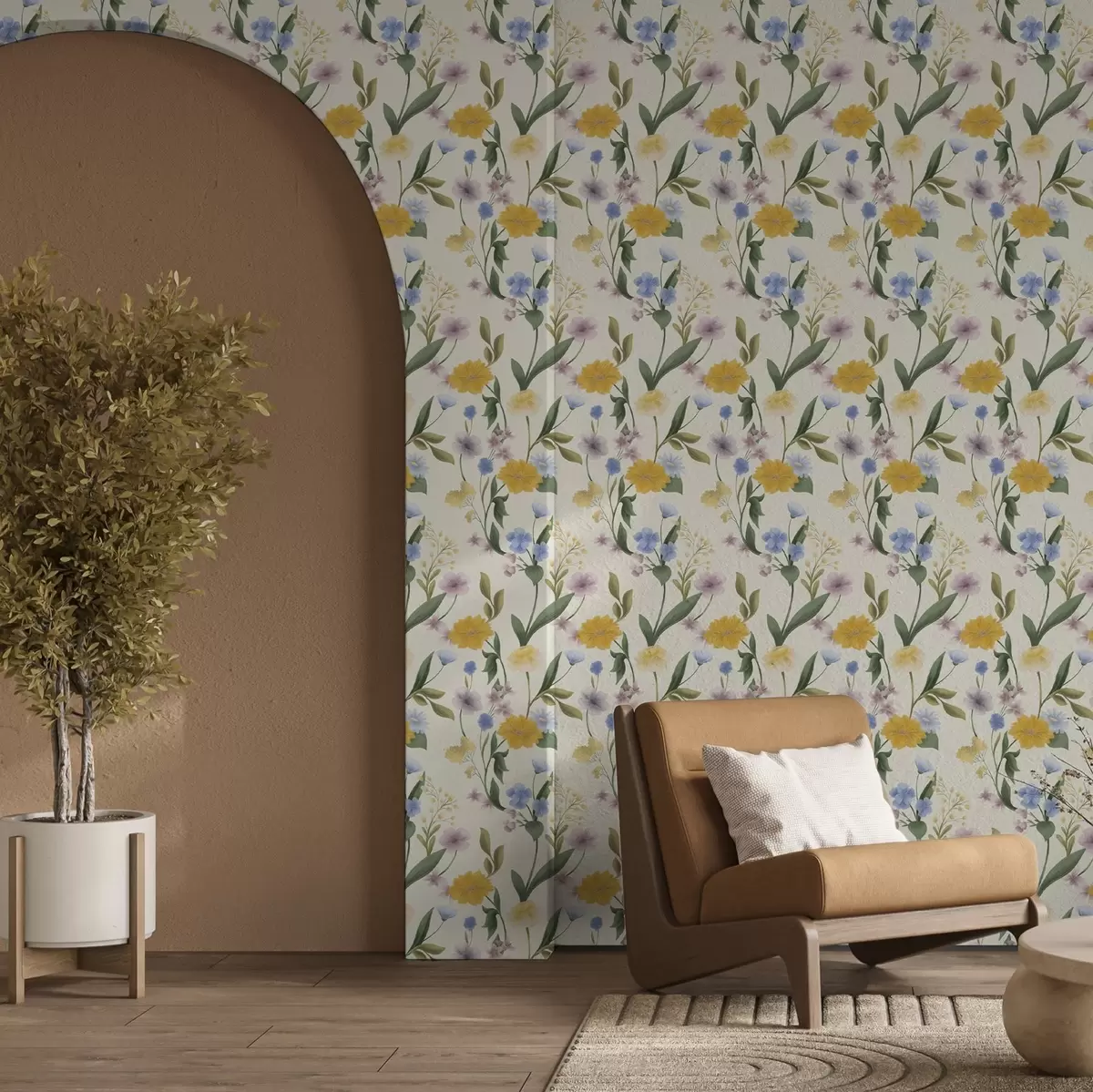 Wallpaper Amestec delicat de flori sălbatice în tonuri pastelate a00624