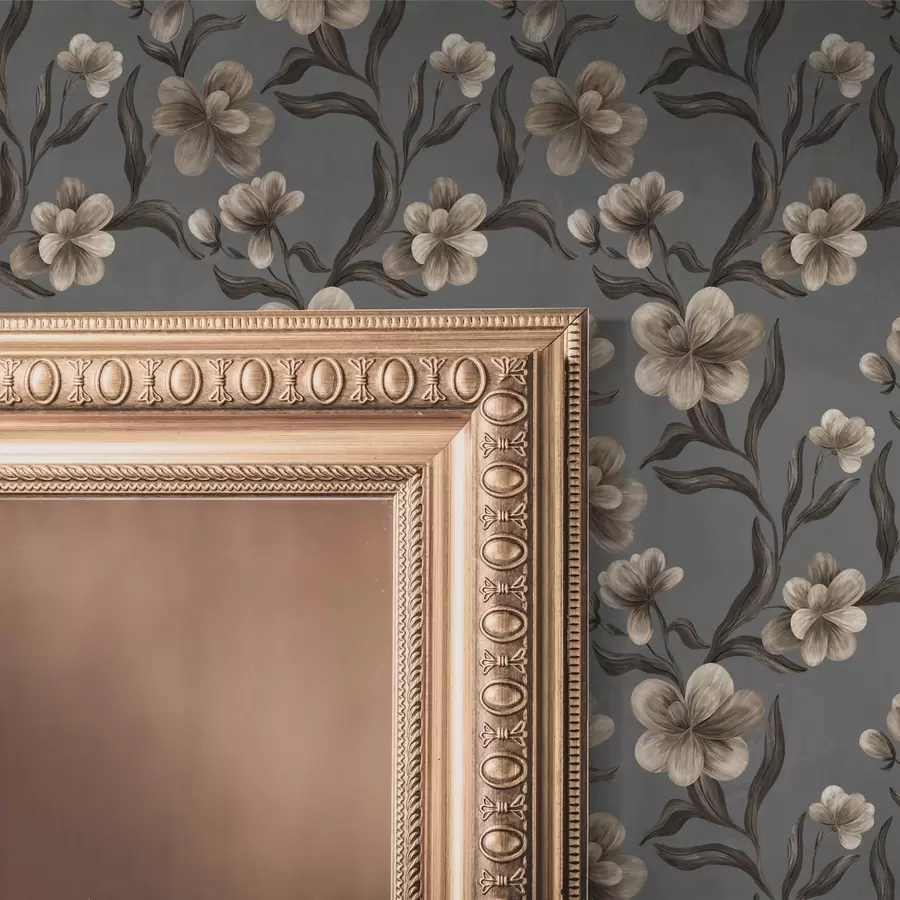 fototapet Flori bej pe fond gri grafit a00626v4