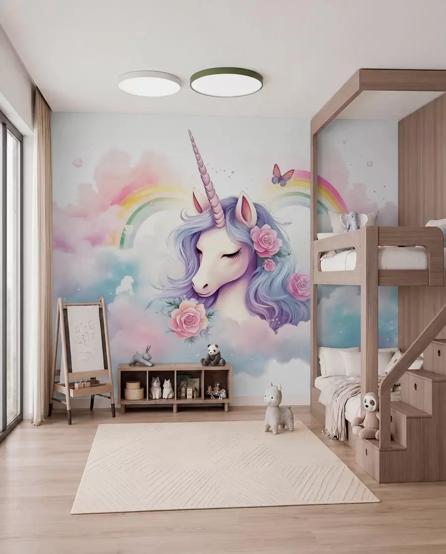 fototapet Unicorn și curcubeu w03990