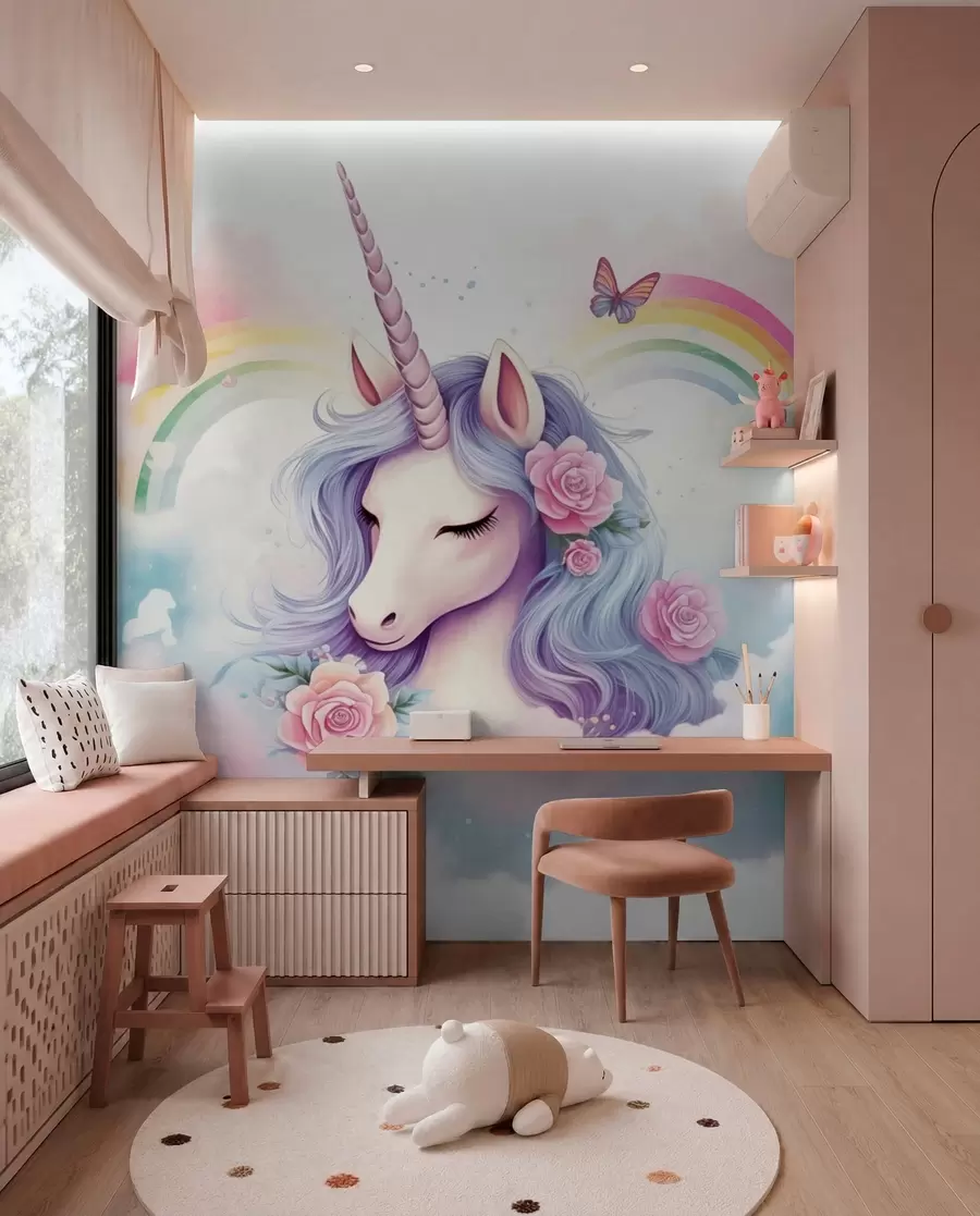 fototapet Unicorn și curcubeu w03990