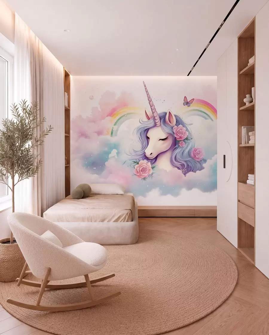 fototapet Unicorn și curcubeu w03990