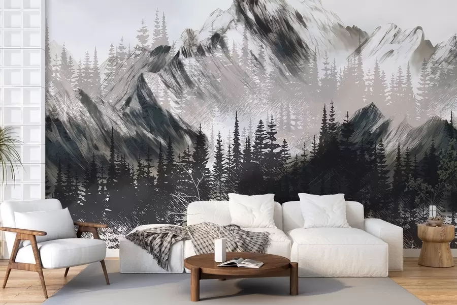 fototapet Munți și păduri de conifere w04666