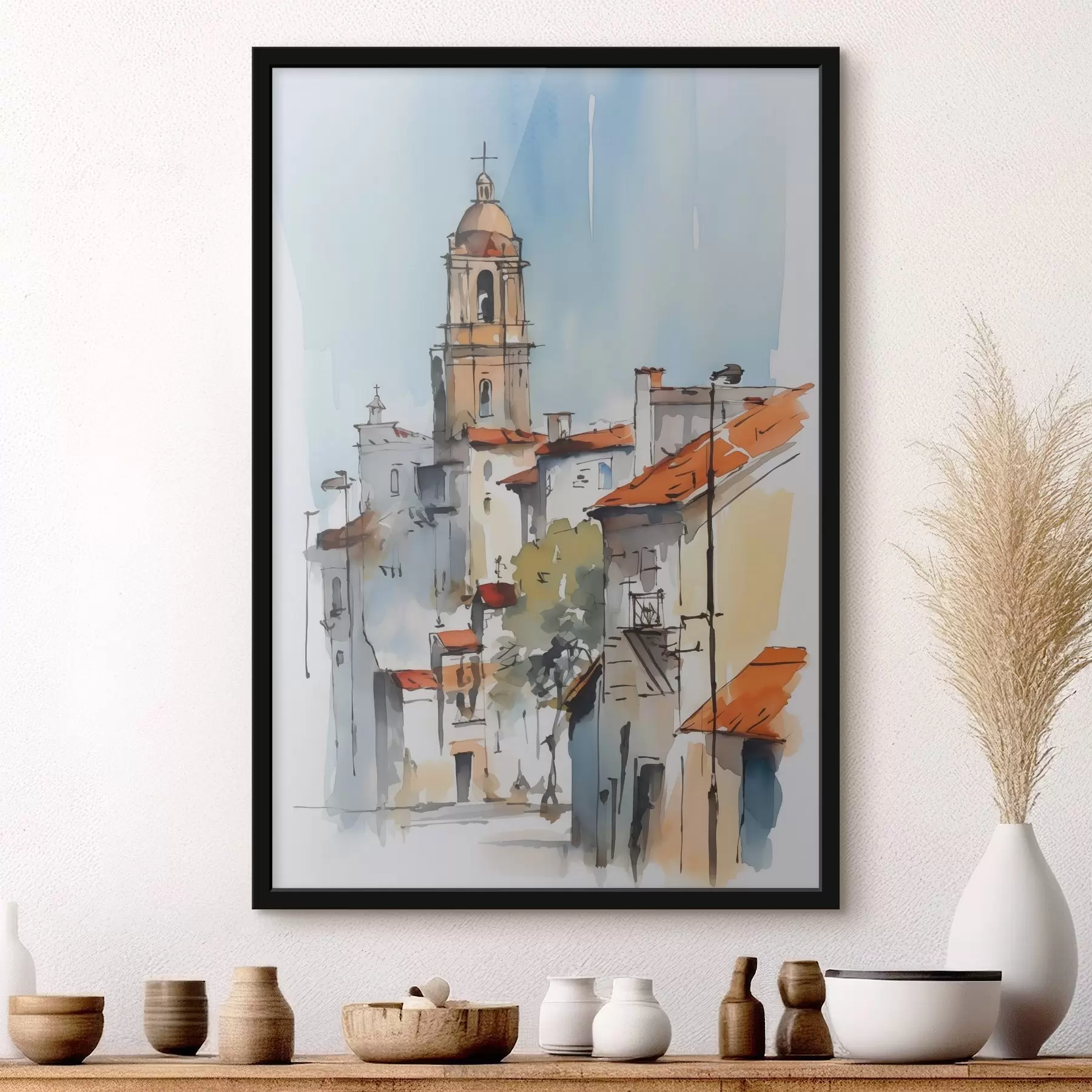 fototapet Acuarelă imitație peisaj urban f46120