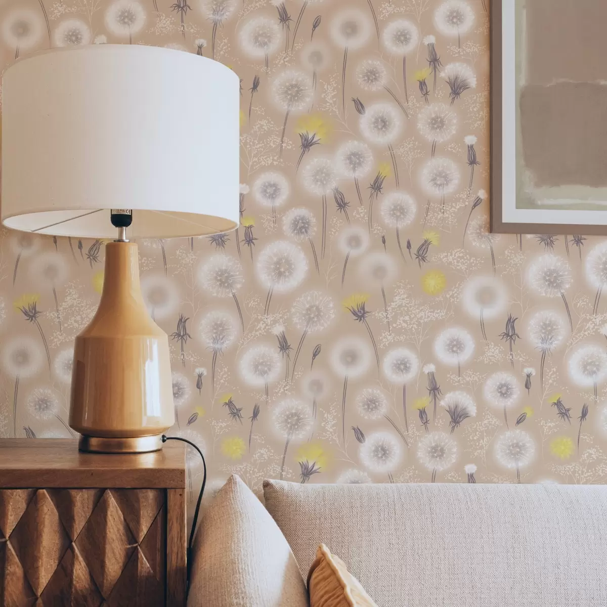 Wallpaper Păpădii și semințe pe un fundal de piersici a00790v1