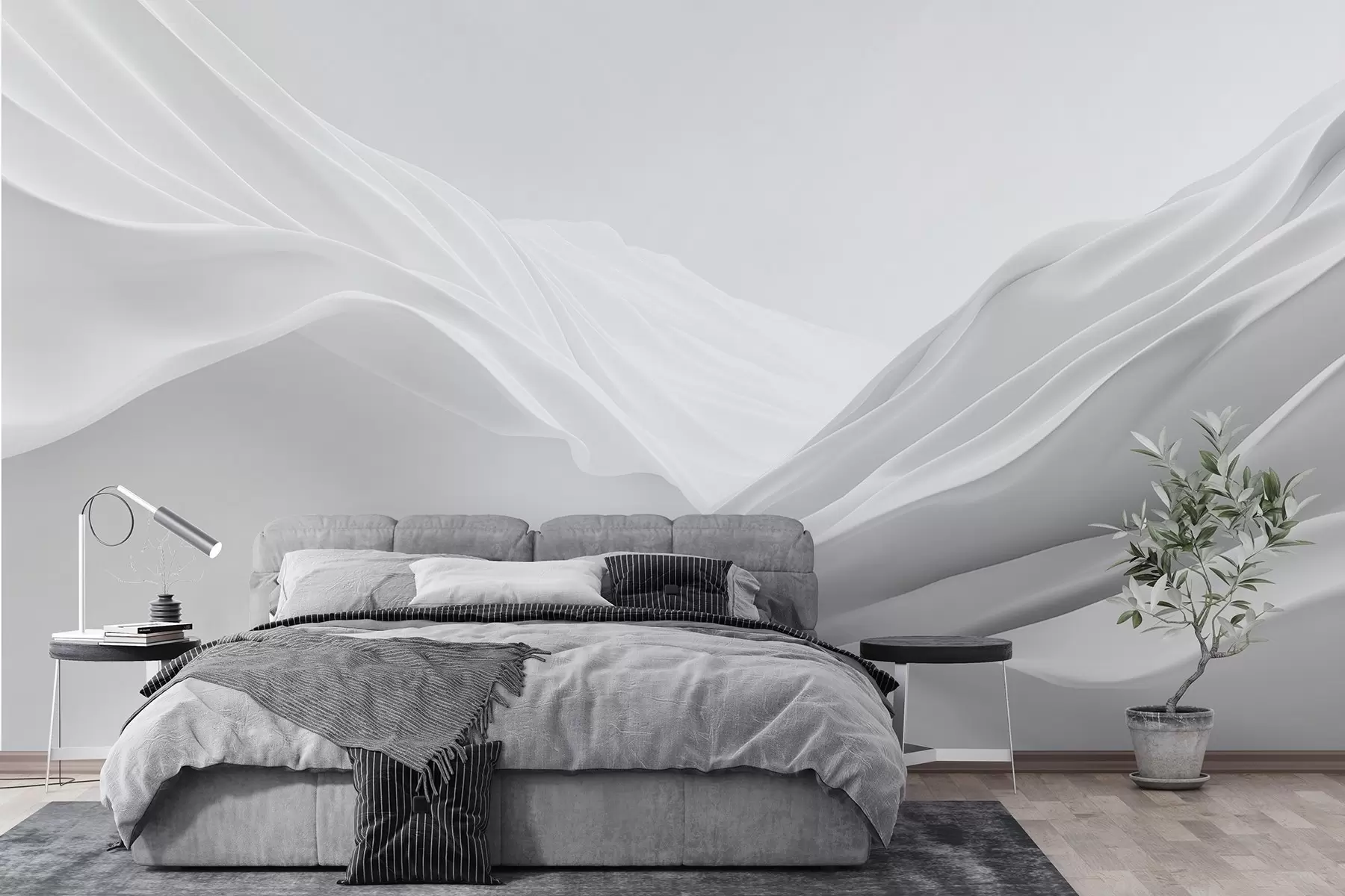 fototapet Vârfuri de munte gri în formă abstractă w09434