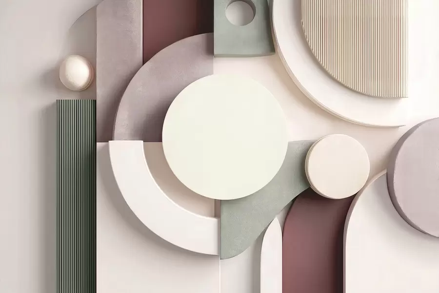 fototapet Abstracție volumetrică modernă în nuanțe delicate w09441