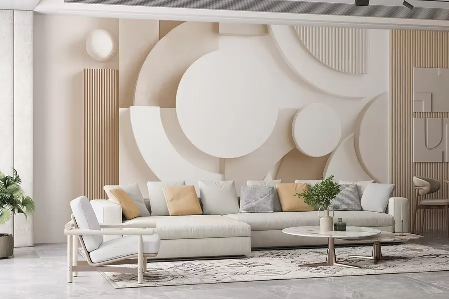 fototapet Abstracție volumetrică modernă în nuanțe de bej w09441v1