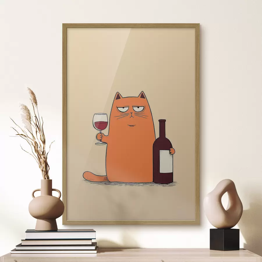fototapet Pisică cu vin f46250
