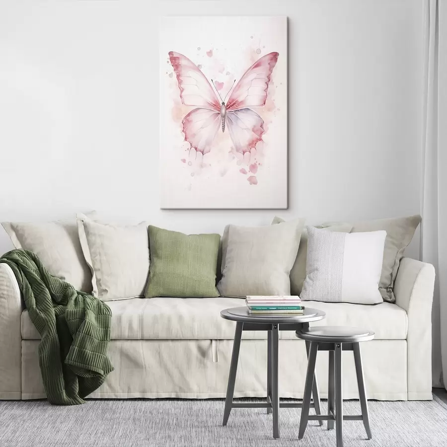 Tablouri Fluture roz, tehnică acuarelă s46073