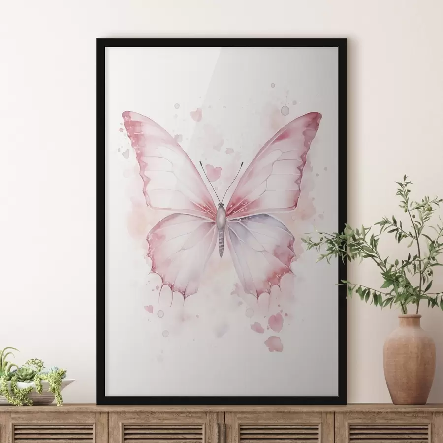 fototapet Fluture roz, tehnică acuarelă f46073