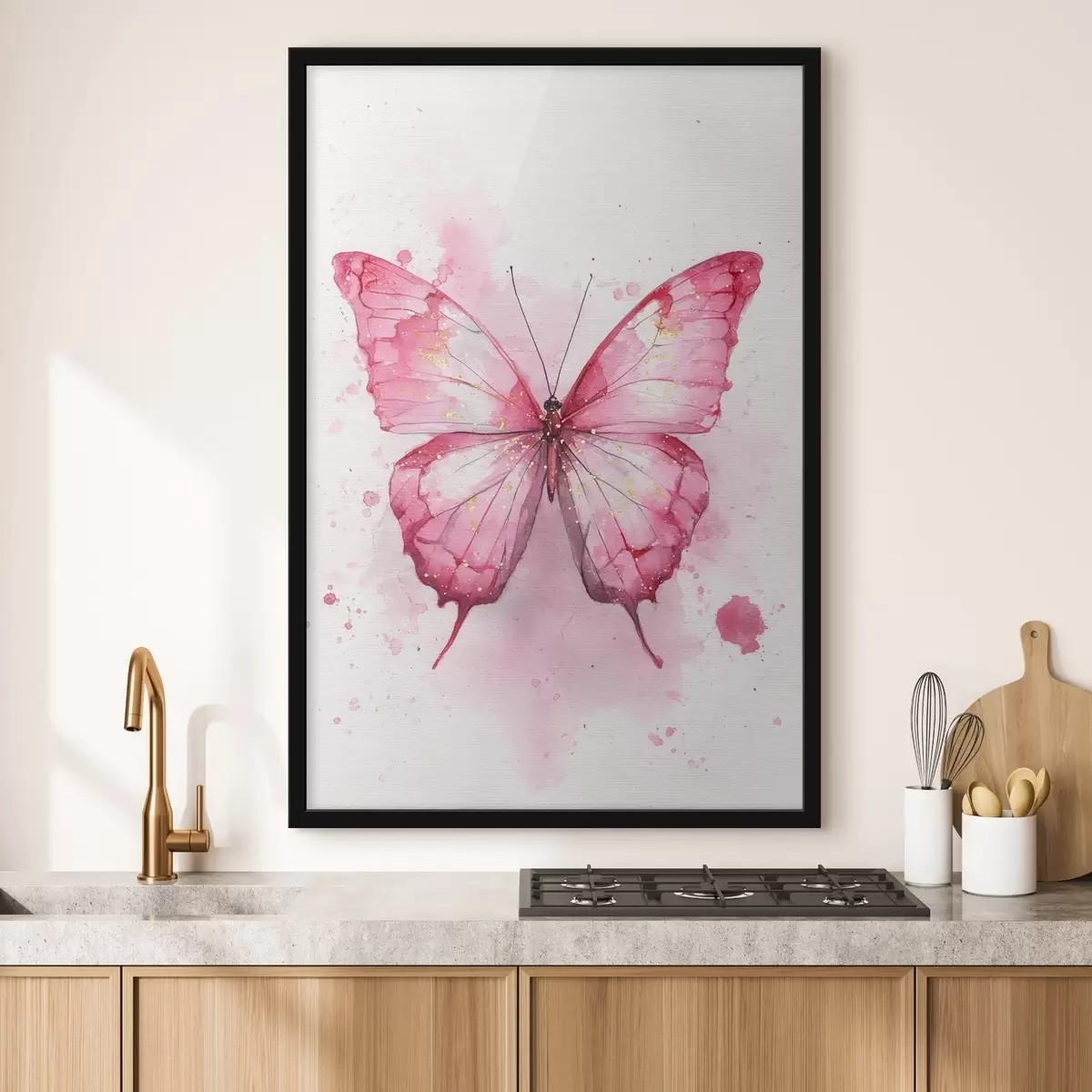 Poster Fluture delicat pe un fundal acuarelat f46077