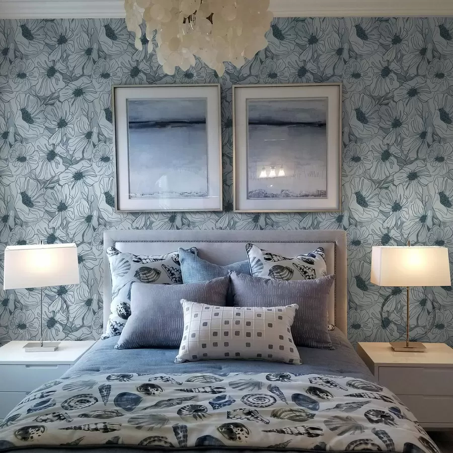 fototapet Flori liniare într-o paletă rece de gri-albastru a00636v2