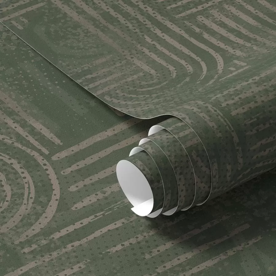 fototapet Model geometric cu arcuri într-o paletă de culori verzi a00697