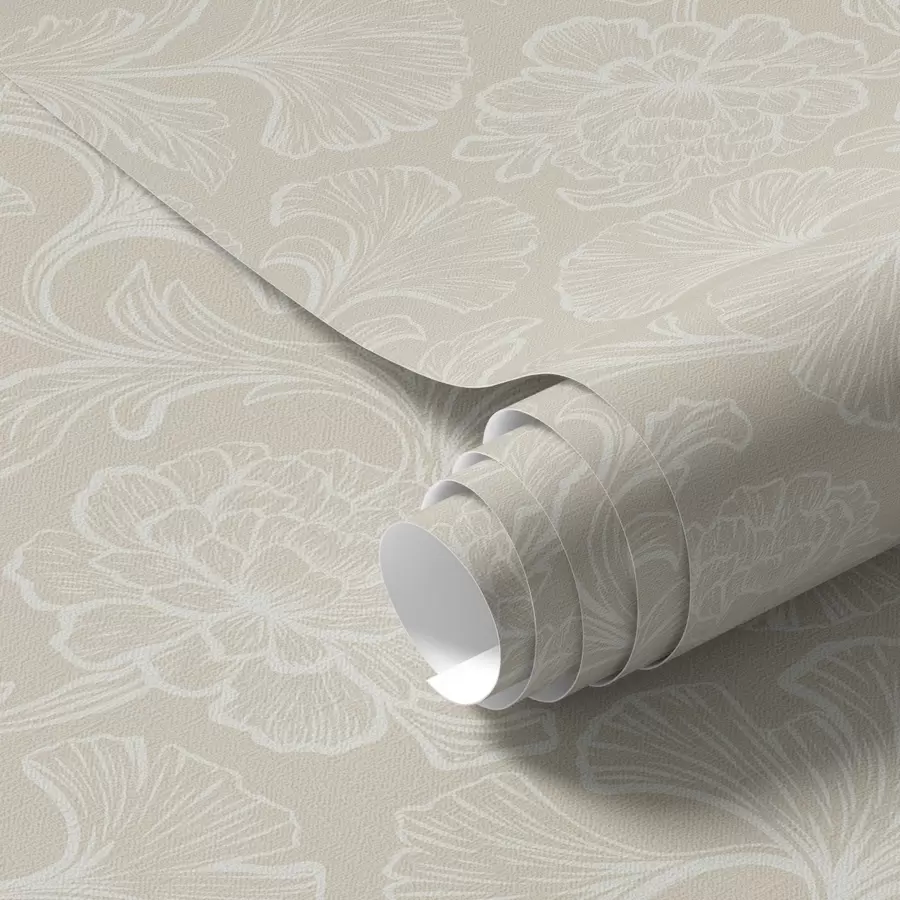 fototapet Model luminos cu ginkgo și bujori a00700