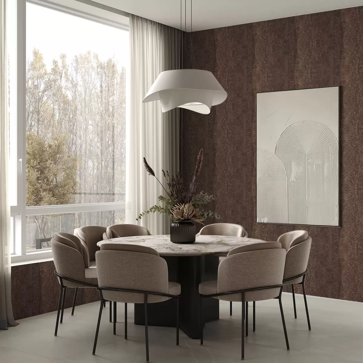 Wallpaper Model abstract ondulat în tonuri calde de maro a00804v1