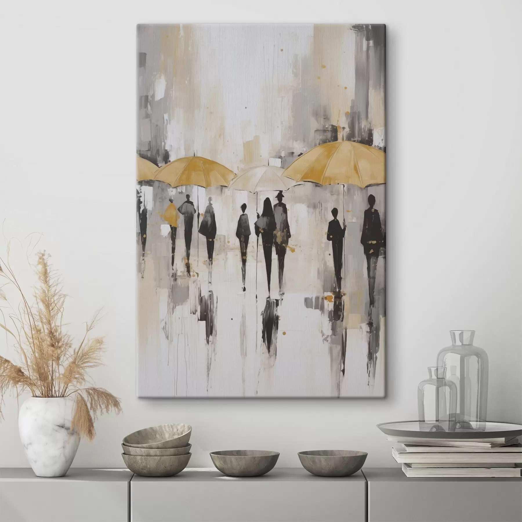 Tablouri Abstracție cu oameni cu umbrele s46304