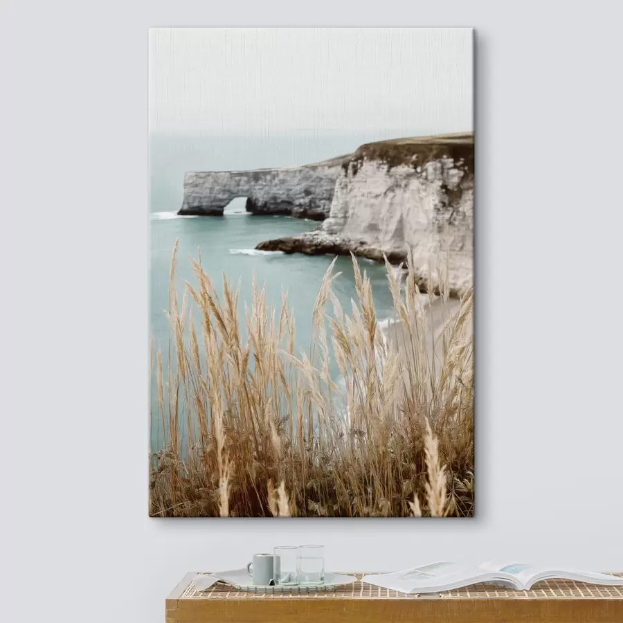 Tablouri Stânci de coastă cu stuf în prim-plan s46141