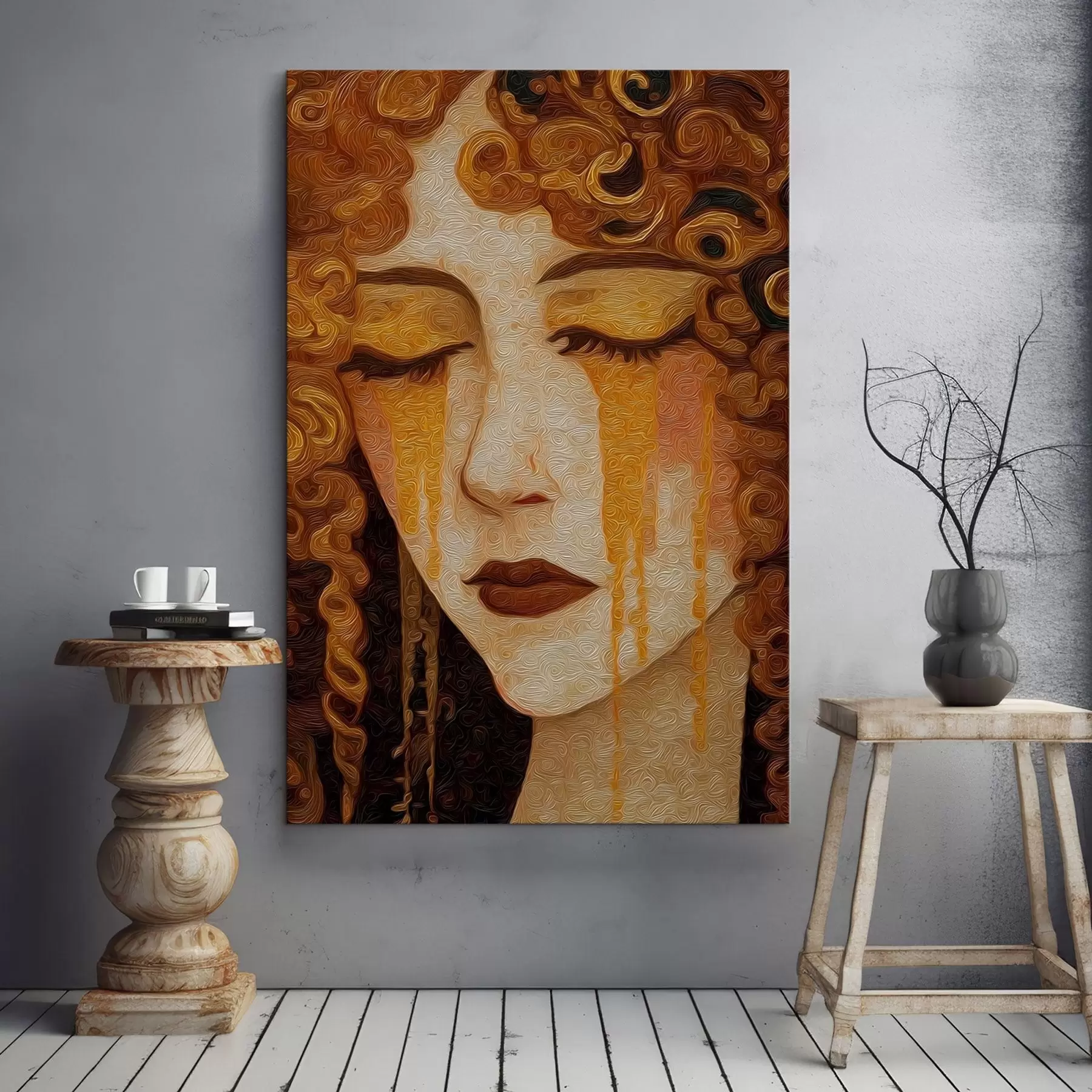 Tablouri Portret feminin cu păr roșu și machiaj decorativ s46149