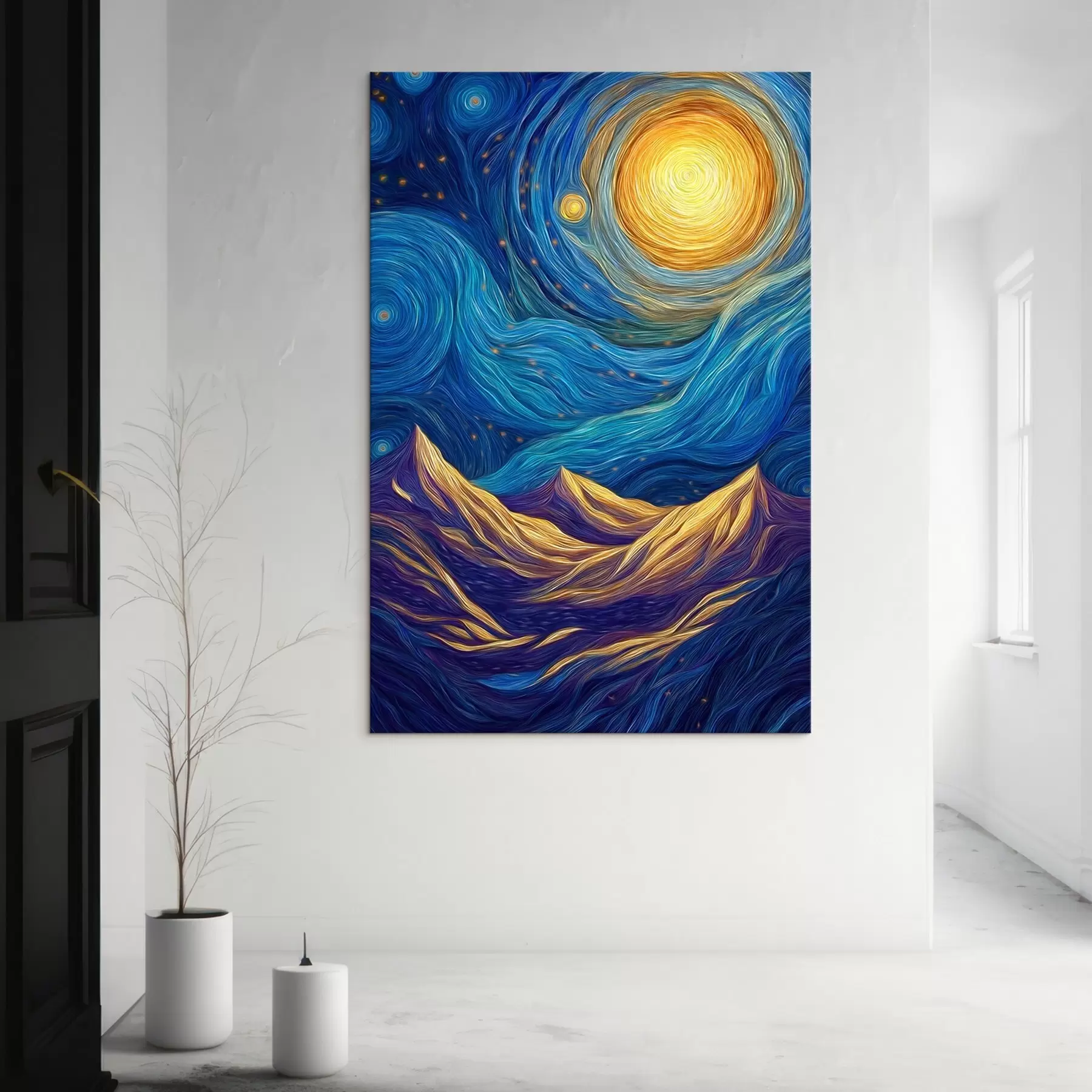 Tablouri Cerul înstelat strălucitor deasupra vârfurilor munților s46168