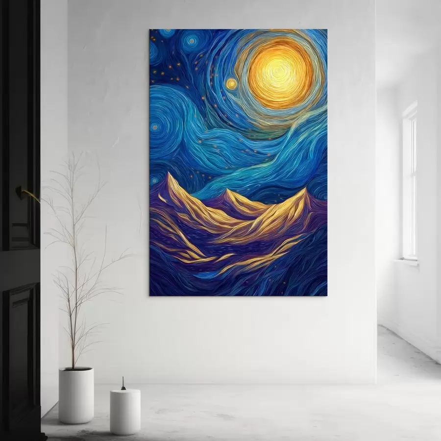 Tablouri Cerul înstelat strălucitor deasupra vârfurilor munților s46168