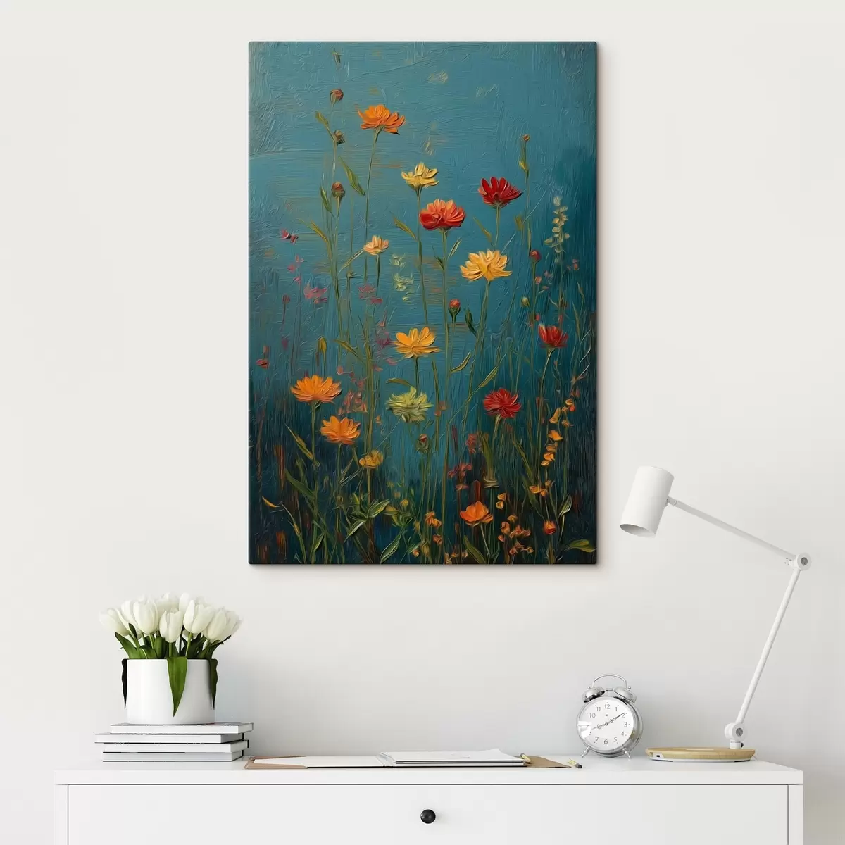 Tablouri Flori sălbatice pe un fundal turcoaz intens s46169