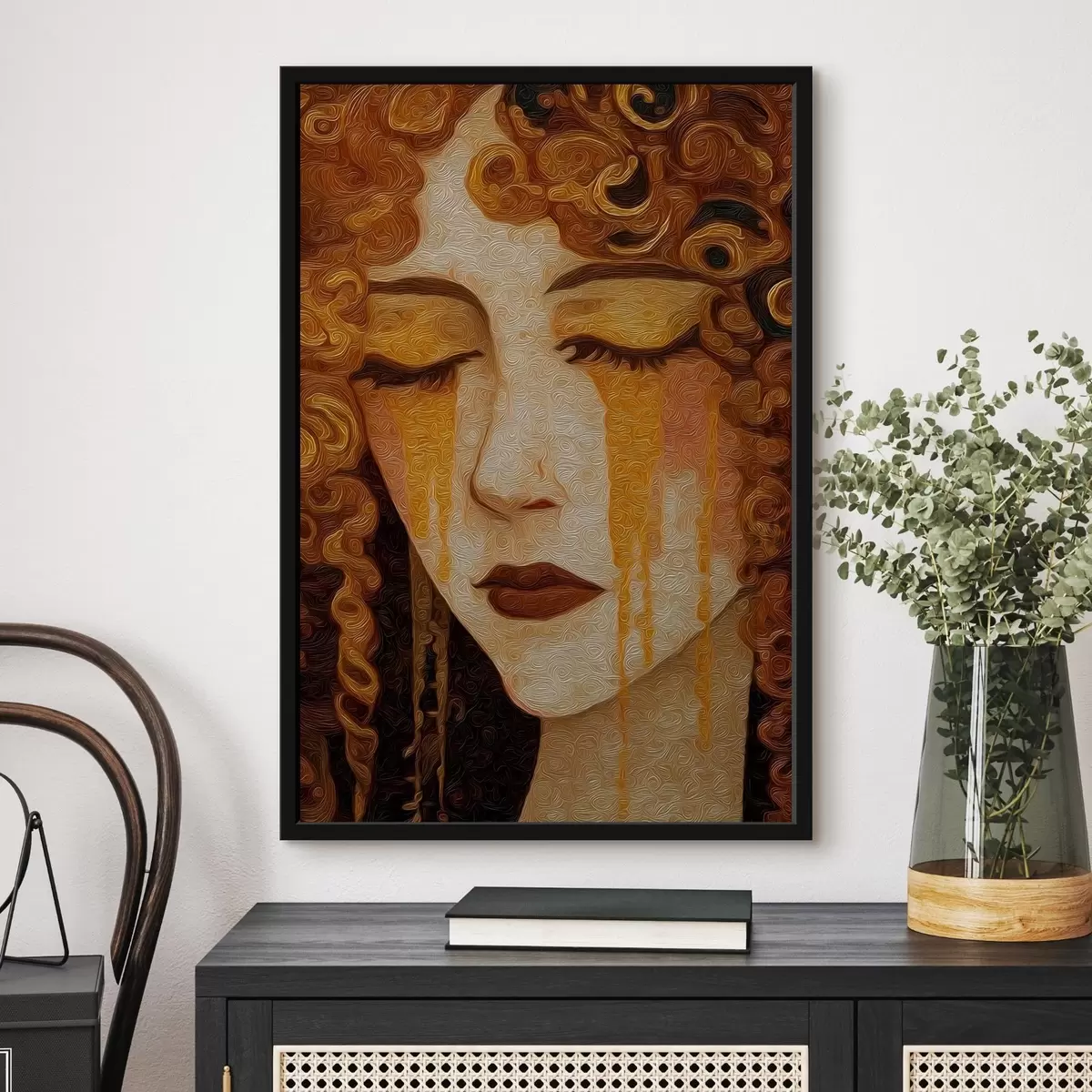 Poster Portret feminin cu păr roșu și machiaj decorativ f46149