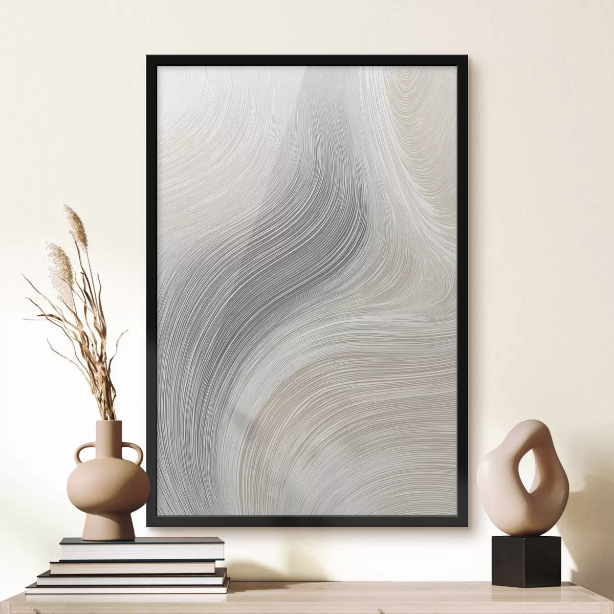 Poster Linii abstracte, fluide, în nuanțe neutre f46154