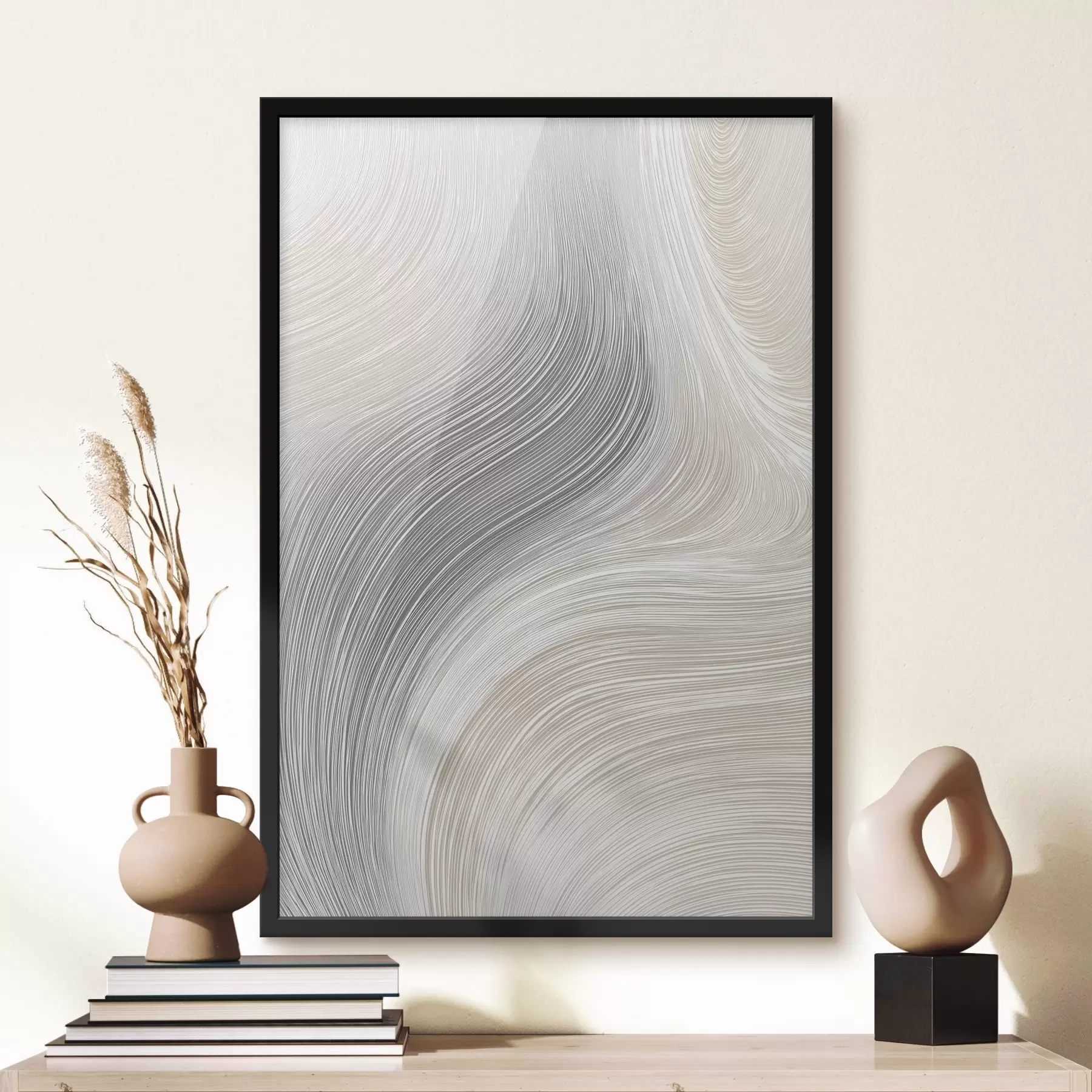 fototapet Linii abstracte, fluide, în nuanțe neutre f46154